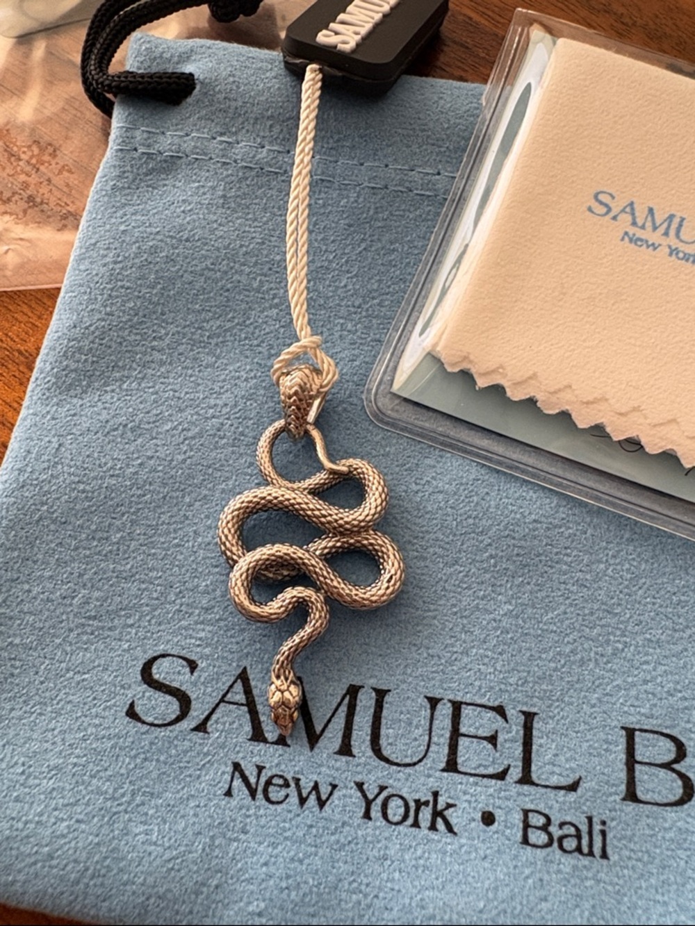 Samuel B Snake Pendant Sterling Silver 18K Gold | Bali Designer Jewelry - Picture 2 of 5